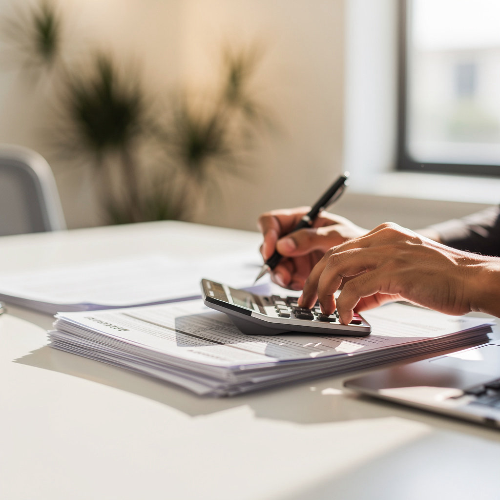 Pelayo Tax Service expert assisting a small business owner with tax documents in San Diego